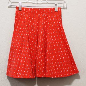 Red & White Knit Mini Circle Skater Skirt